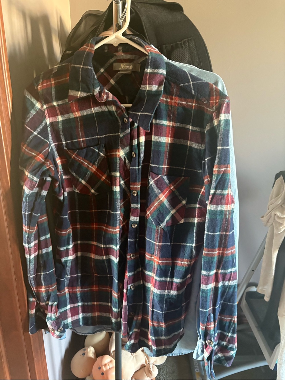 Nautica Women’s Navy & Burgundy Plaid Button-Up Shirt